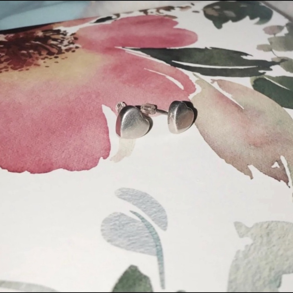 Silver Heart-Shaped Stud Earrings